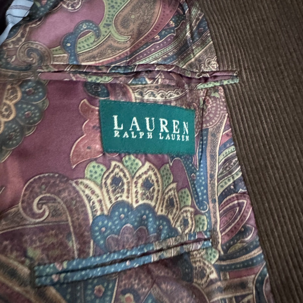 Lauren Ralph Lauren Sport Coat Mens 43L Brown Corduroy Elbow Patches Blazer - Picture 4 of 6